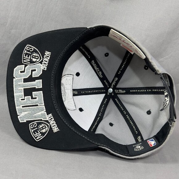 Mitchell & Ness Brooklyn Nets NBA Snapback Hat Gray Adjustable Basketball Mens - Picture 14 of 16